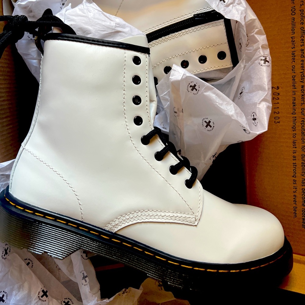 Dr. Martens White Lace Up Boots